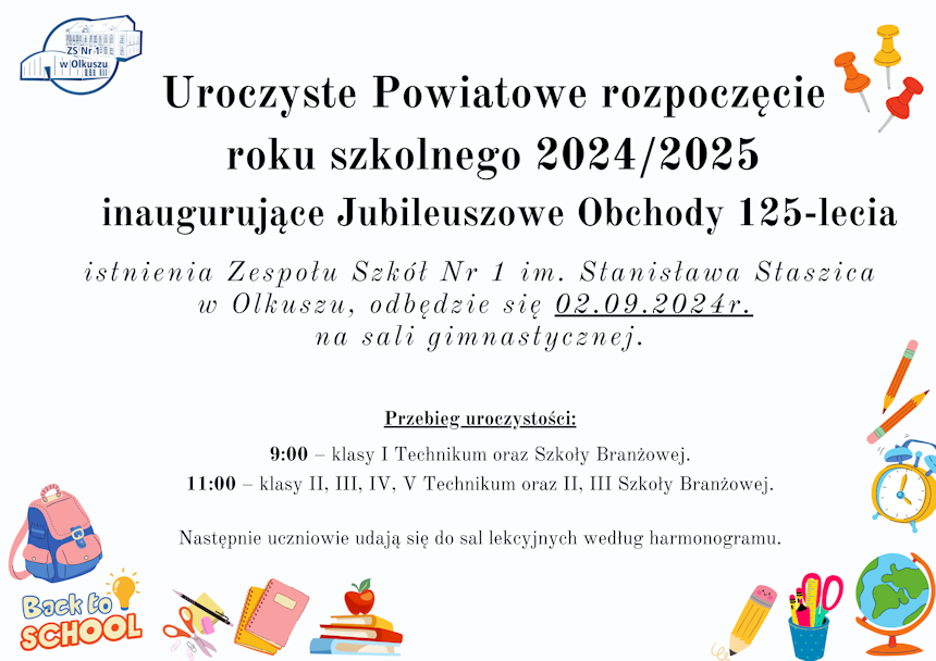 Uroczyste Powiatowe rozpoczęcie roku szkolnego 20242025